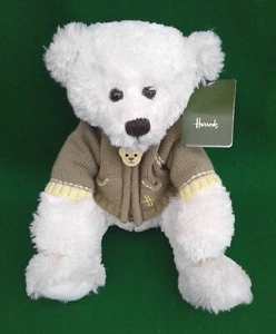 8” HARRODS “INTARSIA JUMPER” SEATED TEDDY BEAR. - Picture 1 of 11