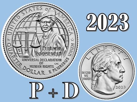 2023 P &D  American Women Quarters - ELEANORE ROOSEVELT  2 COIN SET UNC US Mint Cover