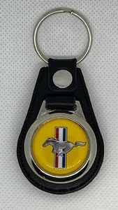 High Quality 100% leather RETRO KEYCHAIN YELLOW mustang - Picture 1 of 3