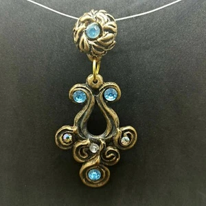 Single Huge Oversize Earring Vintage Rhinestone Blue Sample Pendant Lightweight  - Bild 1 von 12