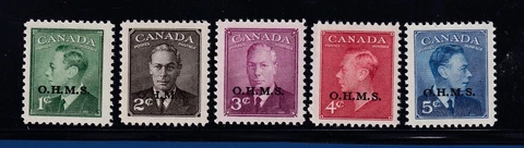 Canada Stamps BOB KGVl O12-O15A 1c - 5c "OHMS" overprint VF/mnh Cover