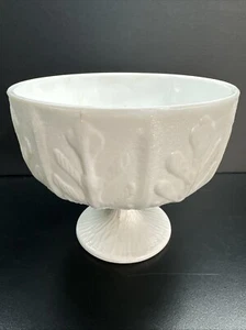 Vintage weißes Milchglas großer Kelch Bonboniere seltenes Muster - Bild 1 von 5