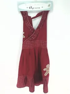 DELANTAL DE NAVIDAD pan de jengibre rojo a cuadros colección de diseñador con volantes talla única NUEVO * - Imagen 1 de 5