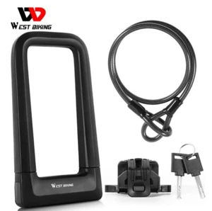 Heavy duty bike lock U shaped with Extender cable Scooter Motorbike Lock Bicycle - Picture 1 of 12