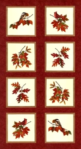 MODA FLANNELS#6900 16F "FALL MELODY"  "CRIMSON" 9 INCH SQUARES  BY THE PANEL - Picture 1 of 1
