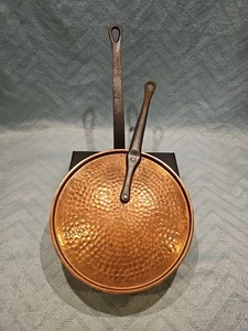Cordon Bleu BIA France Hammered Copper Pan w/Lid 9.5 Inch Diamete 3 Inches Deep - Picture 1 of 11
