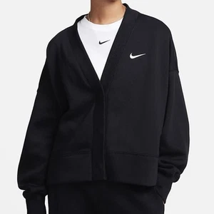 Cardigan Nike NSW Phoneix pile oversize nero FB8772-010 donna taglia media nuovo con etichette - Foto 1 di 3