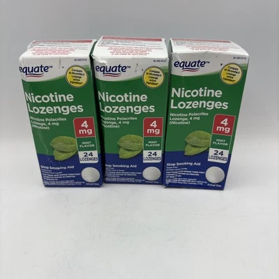 NOVO 3 Caixas 24 Contagem Equate 4mg Mini Pastilhas de Nicotina Sabor Perfeito Pare de Fumar - Imagem 1 de 4