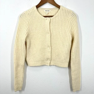 Open Edit Nordstrom Gr. XS creme lockerer Strick gerippt Knopfleiste Damen Strickjacke - Bild 1 von 5