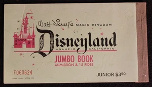 Disneyland JUMBO TICKET BOOK Cover 1957 Vintage Anaheim Walt Disney History - Picture 1 of 5