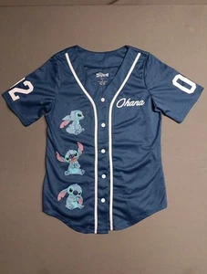 Lilo And Stitch Baseball Jersey Adults Size XL Blue Short Sleeve Disney Unisex - Picture 1 of 11
