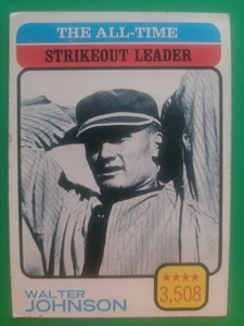 1973 Topps #478 ALL TIME STRIKEOUT LEADER Walter Johnson Centered w/Light Crease - Picture 1 of 3