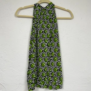 Joseph Ribkoff Green & White Retro Print Sleeveless Blouse Womens 4 Halter Top - Picture 1 of 10