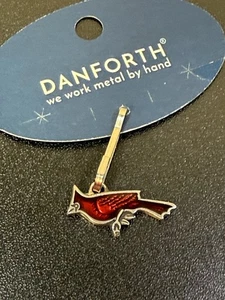 Danforth Red Cardinal Bird Lover Zipper Pull Pewter New on Card Made in USA - Bild 1 von 6