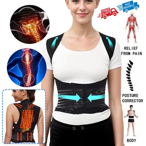 US MAGNETIC POSTURE CORRECTOR Back Brace Men Women Lumbar Shoulder Support Belt - Picture 1 of 23