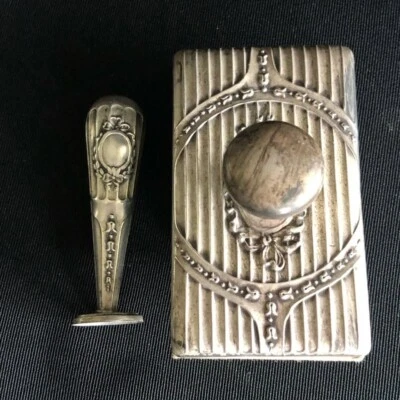 Antiguo Juego de Cartas Plata Italia Siglo XX Madera Plata 800 Firmado Coleccionable Foto 1 de 4