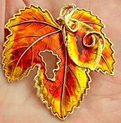 Orange Gold Fall Leaf Brooch - Image 1 of 4