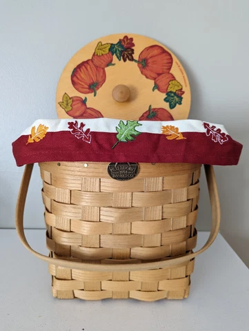 Peterboro Basket Co. 2003 Pumpkin Patch Lid Liner Handle Mauren E. VanHeyer Cover