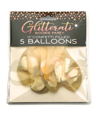 Glitterati Boobie Confetti Balloons 5 pc 11 inch Confettic Filled Party Decor - Image 1 of 2