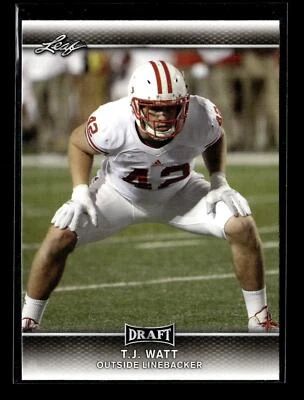 2017 Leaf Draft #62 T.J. Watt RC Wisconsin Badgers - Image 1 of 2