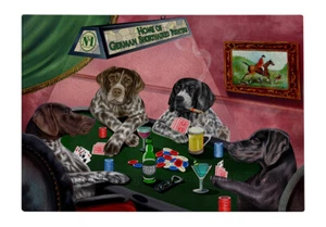 Home of Poker Playing German Shorthaired Pointer Dog Glass Cutting Board Kitchen - Picture 1 of 1