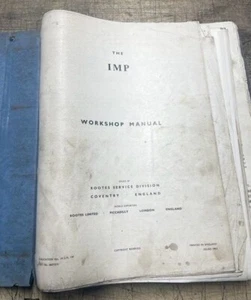 Rootes Hillman IMP,Workshop Manual,Cover tatty,got all info - Picture 1 of 5
