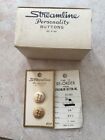 Streamline Vintage Personality Buttons In Box. No. 4190 Gold H (10 Buttons)