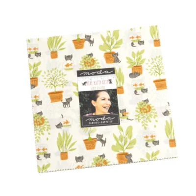 Moda Here Kitty Kitty Layer Cake by Stacy Iest Hsu ~ Cat Feline Cotton Fabric - Image 1 of 4