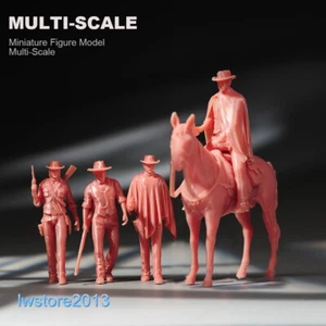 Figura de 4 piezas 1/87 Cowboy Man Rifle Escena Accesorios Miniaturas Ajuste 1/32 1/64 Coches Modelo - Imagen 1 de 22