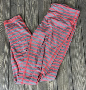 Under Armour Girls Youth Gray Pink Stripe Leggings Fitted Large  - Picture 1 of 4