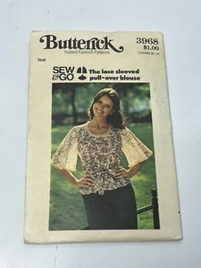 Blouse Top Size 8-10 Uncut Pattern B3968 Lace Flared Sleeves Boho Vintage Gypsy - Picture 1 of 2