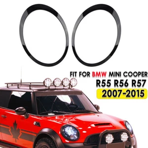 Par de anillos de ajuste de faros negros redondos para Mini Cooper R55 R56 2007-2013 - Imagen 1 de 8