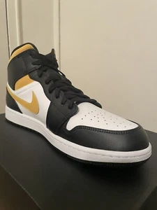 BRAND NEW Size 13 JORDAN 1 MID WHITE/POLLEN/BLACK BASKETBALL SHOES - Picture 1 of 11