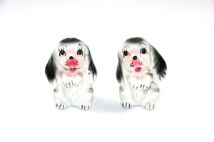 Vintage 1950s Ceramic Black + White Puppy Salt and Pepper Shaker Set - Picture 1 of 7