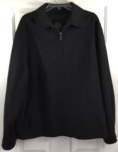 Jos A Bank Bomber Jacket Mens Large Charcoal Gray Wool Blend Lightweight Casual - Picture 1 of 9