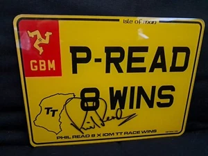 Isle Of Man Tt Phil Read 8x Winner Hand Signed Iom Tt GBM Number Plate Exclusive - Picture 1 of 4