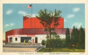 Tarjeta postal bandera 1934 exposición panadería The Wonder de Illinois Chicago 22-2578 - Imagen 1 de 2