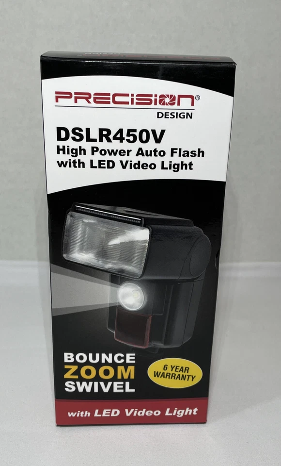 Precision Design DSLR450V High Power Auto Flash with LED Video Light Brand new  - Image 1 of 4