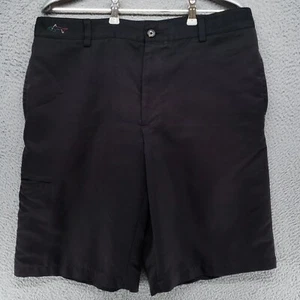 Greg Norman Golf Shorts Mens 34 Black Casual Flat Front Golfing Chino Shark Logo - Picture 1 of 18