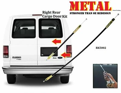 RH Rear Door Metal Opening Cables for 1992-2014 Ford Econoline Van Cargo 2pc KIT Foto 1 de 2