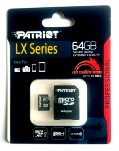 Patriot 64GB CLASS 10 MICROSDXC Memory Card PSF64GMCSDXC10 + SD ADAPTER - Picture 1 of 2