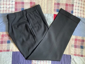 Vintage 1950s Dated Trousers Black Lightweight Textured Wool Size 32x32 - Picture 1 of 8