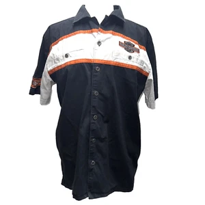 RARE Harley Davidson Mens M American Legend Motorcycle Button Short Sleeve Shirt - Picture 1 of 9
