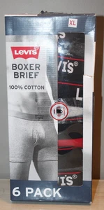 LEVI'S HERREN 6ER PACK BOXERSHORTS 100% BAUMWOLLE MEHRFARBIG GR. XL 40-42 NEU - Bild 1 von 3