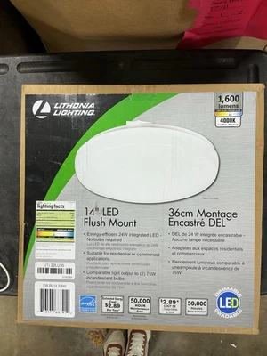 Ceiling Light Fixture, LITHONIA LIGHT, 22LU35 , LED Flush Mnt., 14in, 24W, 4000K - Image 1 of 3