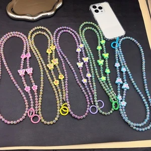Beads Mobile Phone Straps Butterfly Phone Anti Loss Lanyard Phone - Photo 1 sur 13