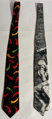 Lote de 2 CORBATAS RALPH MARLIN Corbatas, El Pensador y Negro con Colores Chiles Foto 1 de 3