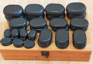 Luxury Spa Salon Hot Therapeutic Massage Stones Set of 36 Pieces - Picture 1 of 6
