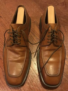 Magnanni Leather Derby Shoes Men's Size 43.5 10 Brown Lace Up Shoe Horns - Picture 1 of 9