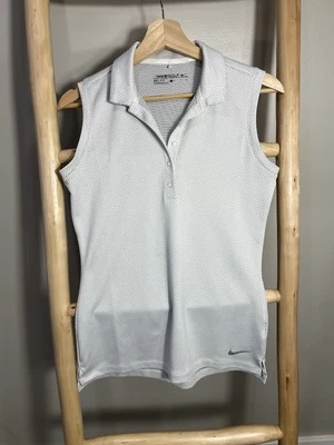 Polo Nike Golf Pequeño Sin Mangas Blanco Negro Polkadot  Foto 1 de 4